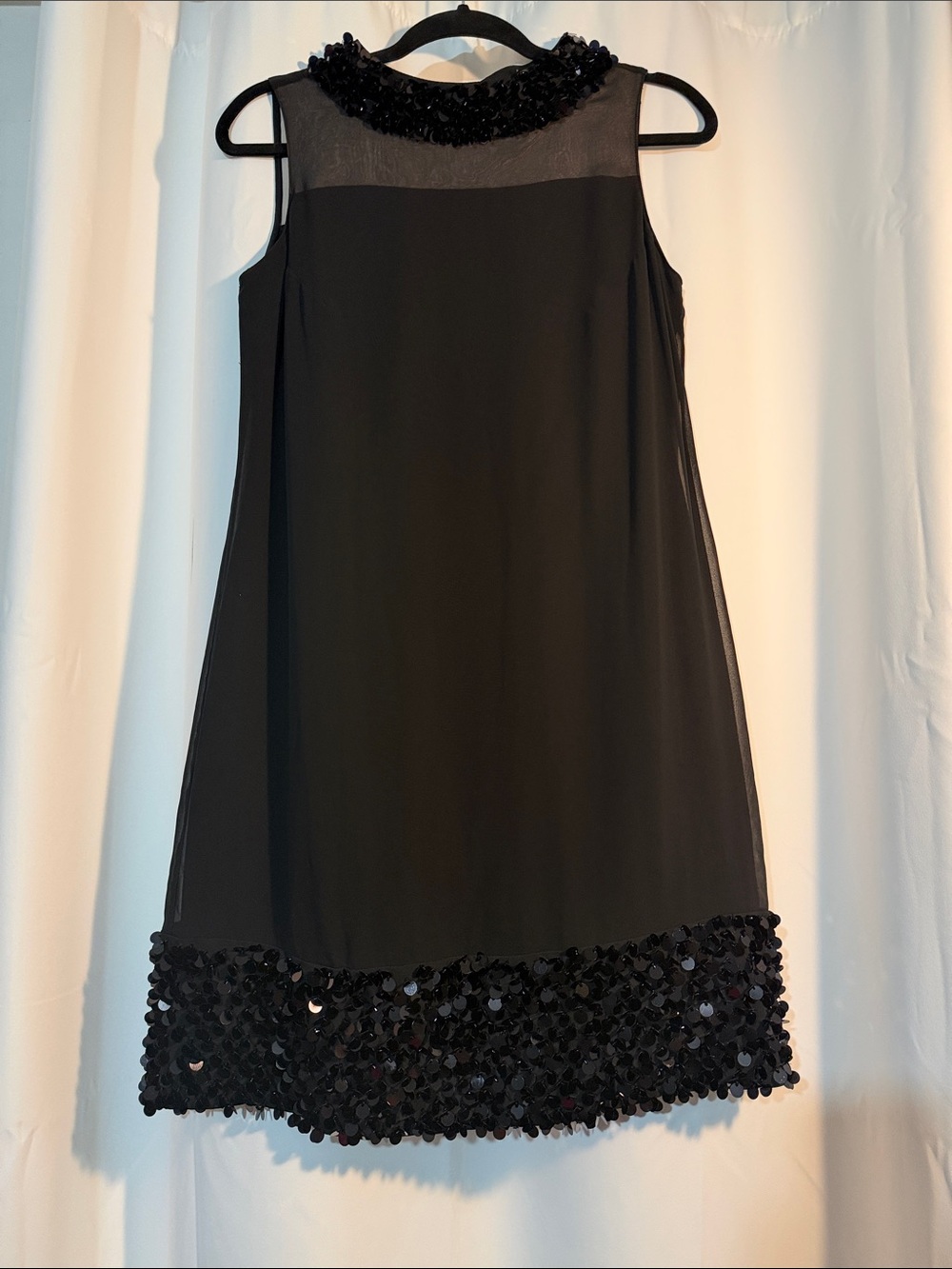 Worthington Black Sleeveless Sequin Hem Shift Bridal Guest Black Tie NWT R1